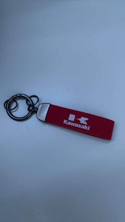 Deluxe Leather Motorcycle Keyring Keychain Lanyard Gift for Kawasaki ninja red color way
