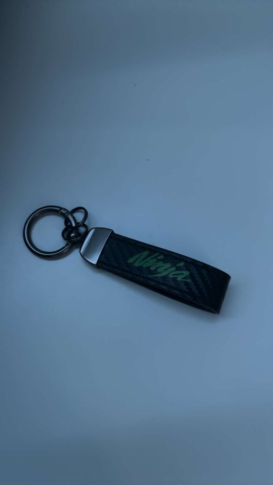 For KAWASAKI Ninja 400 1000 ZX 4R ZX 6R ZX 10R Accessories Black/Carbon Texture Motorcycle High Quality Leather Keychain Keyring